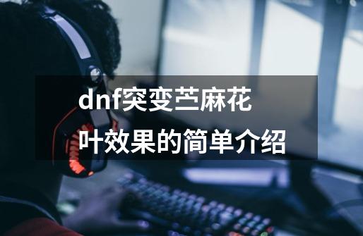 dnf突变苎麻花叶效果的简单介绍-第1张-游戏相关-龙启科技